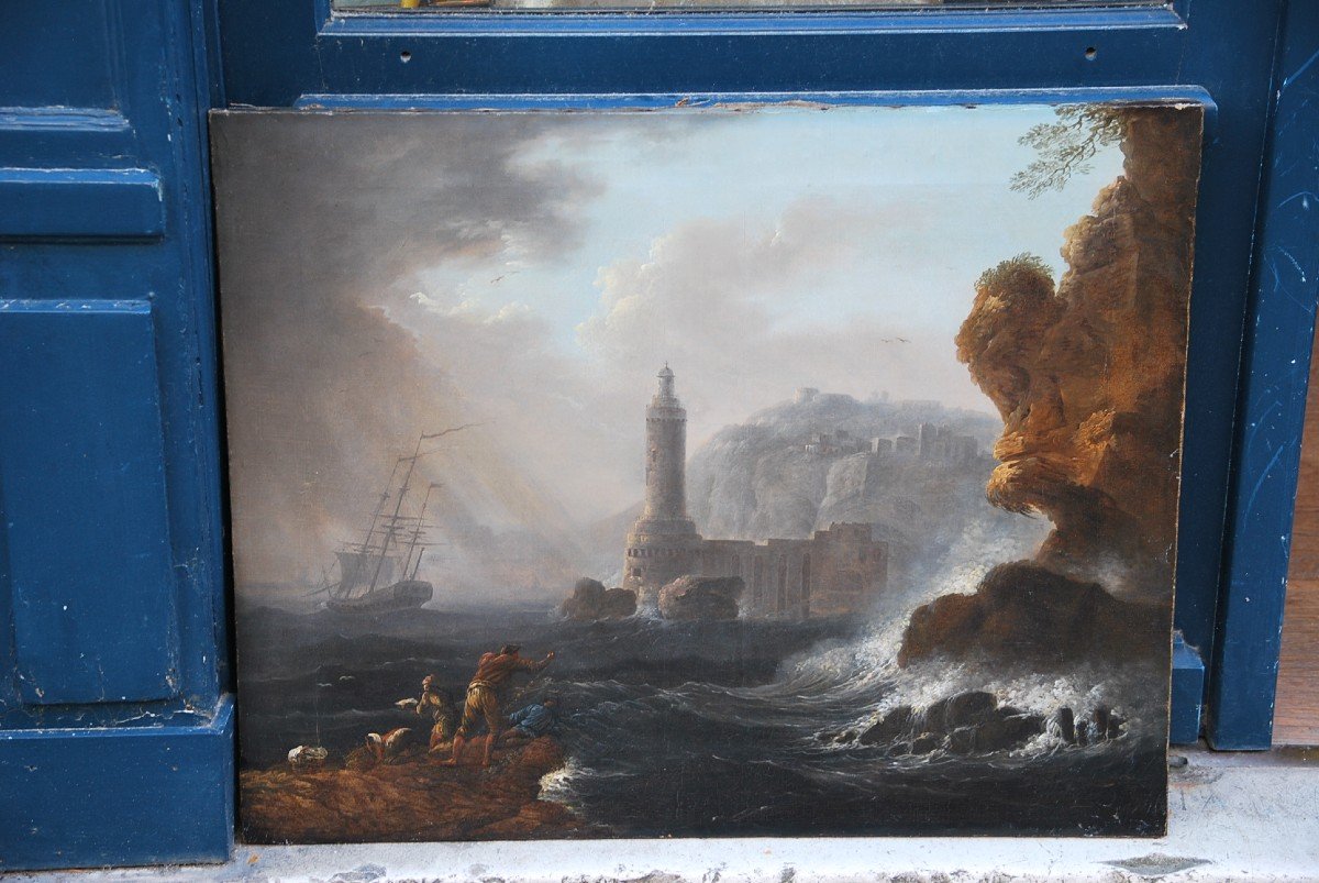 Lacroix De Marseille, Storm Scene In Front Of A Coast-photo-7