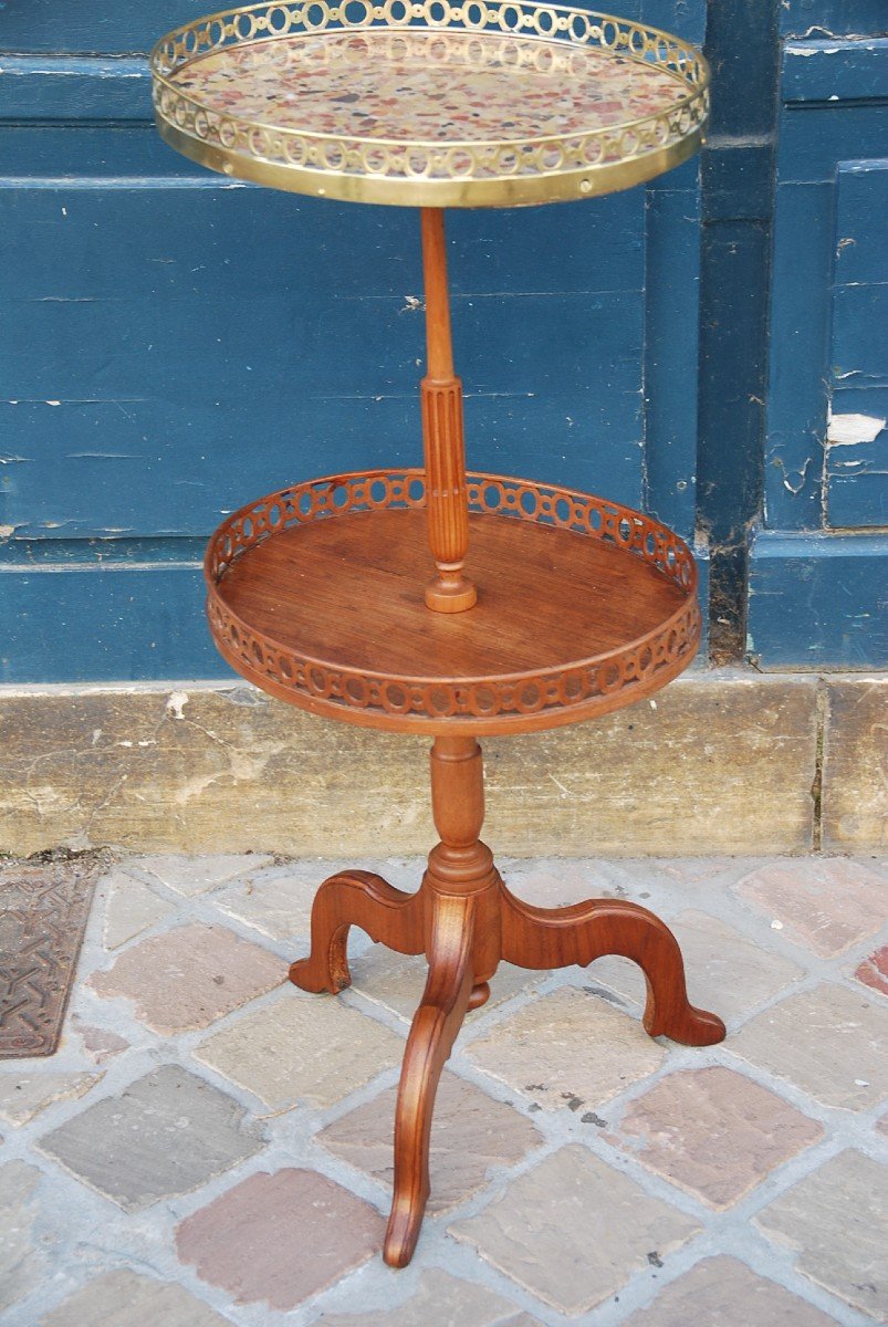 Rare Mahogany Pedestal Table Stamped By Riesner XVIII-photo-2