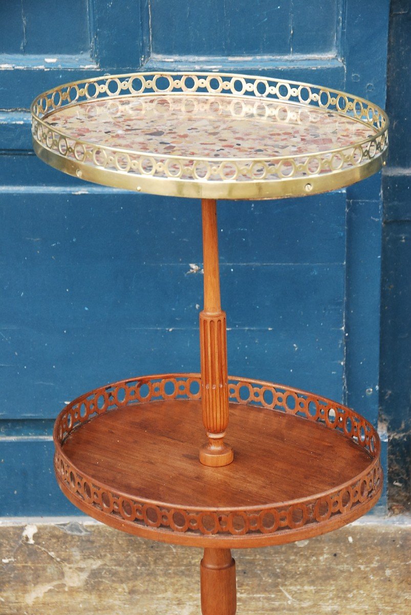 Rare Mahogany Pedestal Table Stamped By Riesner XVIII-photo-4