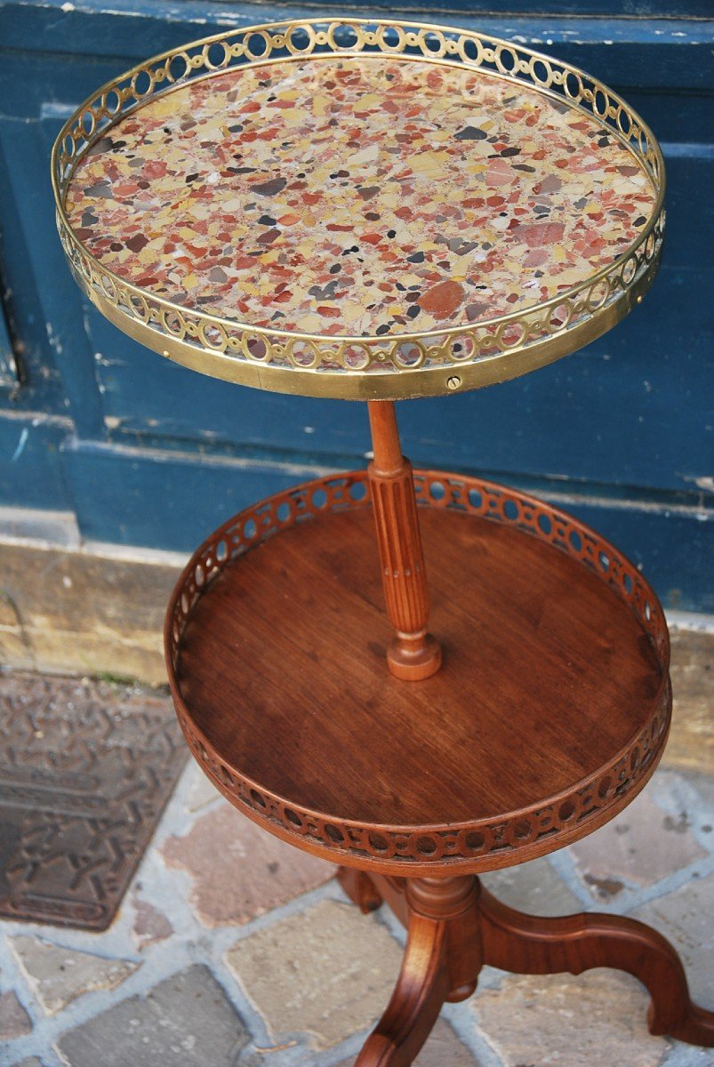 Rare Mahogany Pedestal Table Stamped By Riesner XVIII-photo-1