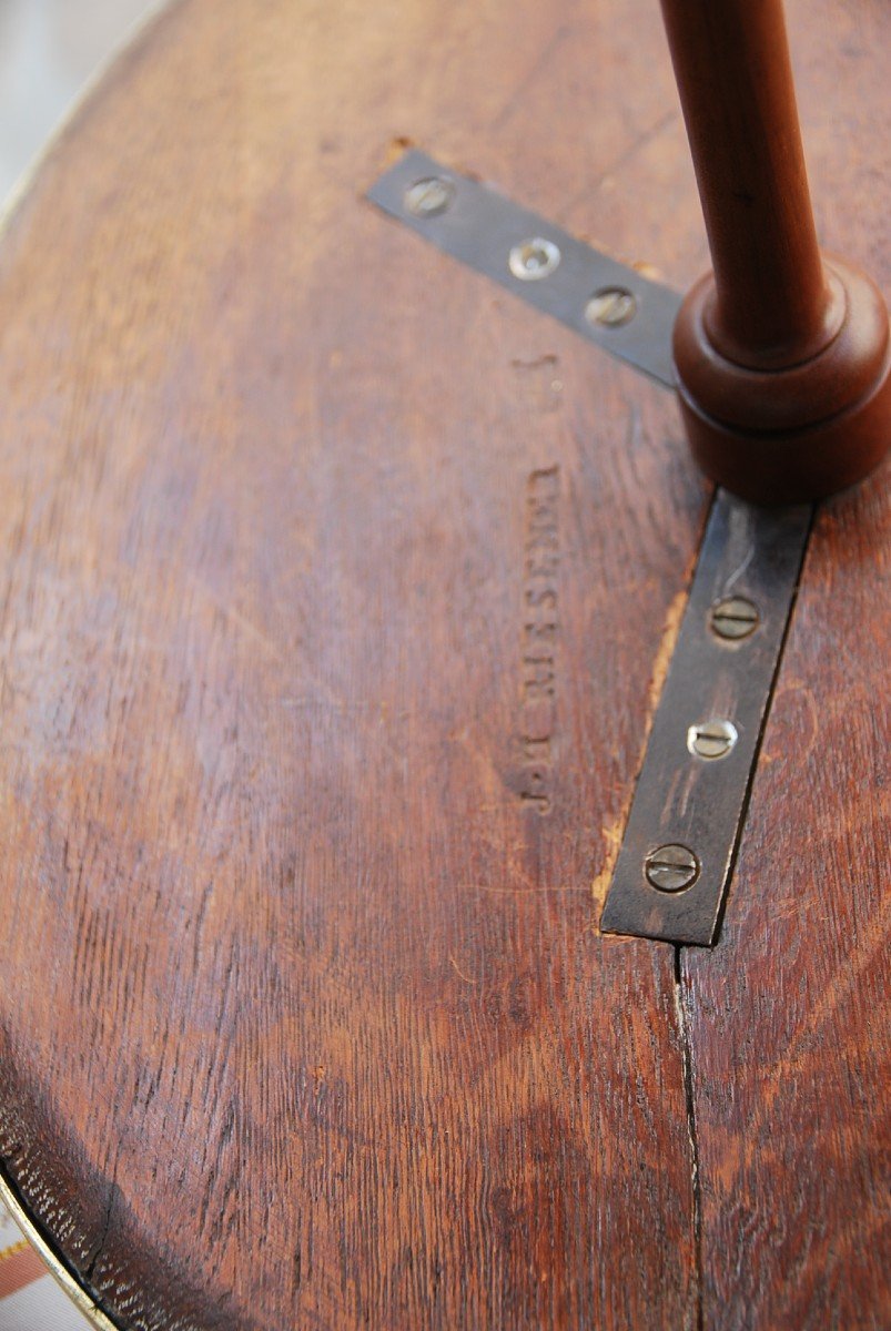 Rare Mahogany Pedestal Table Stamped By Riesner XVIII-photo-5