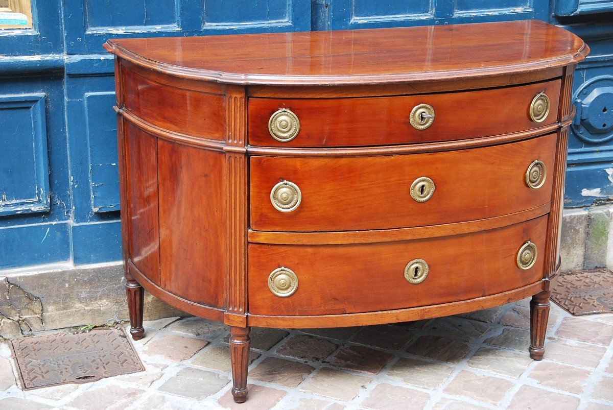 Commode Demi Lune D époque Louis XVI-photo-4