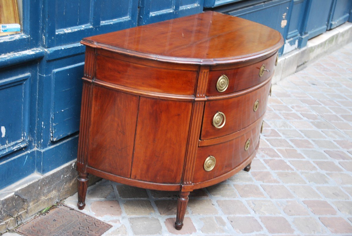 Commode Demi Lune D époque Louis XVI-photo-3