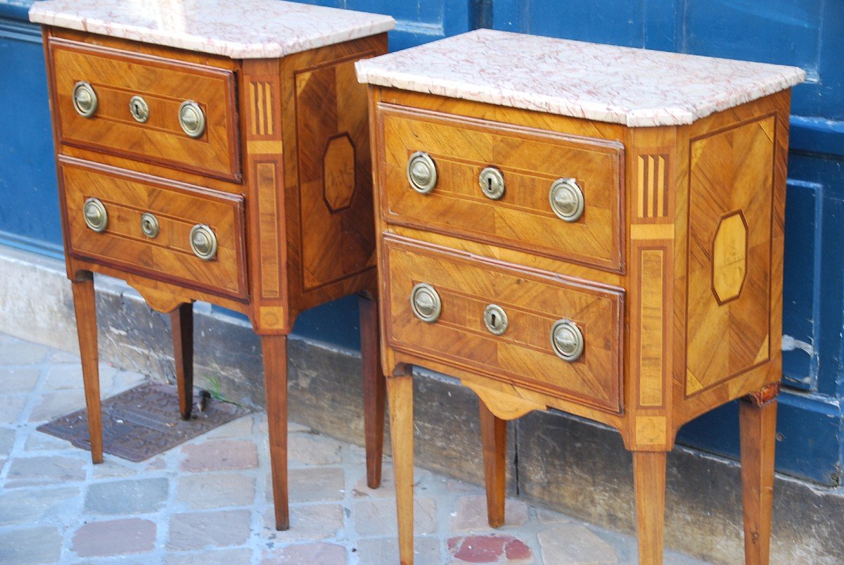 Pair Of Commodes D Louis XVI Period, Late XVIII-photo-4