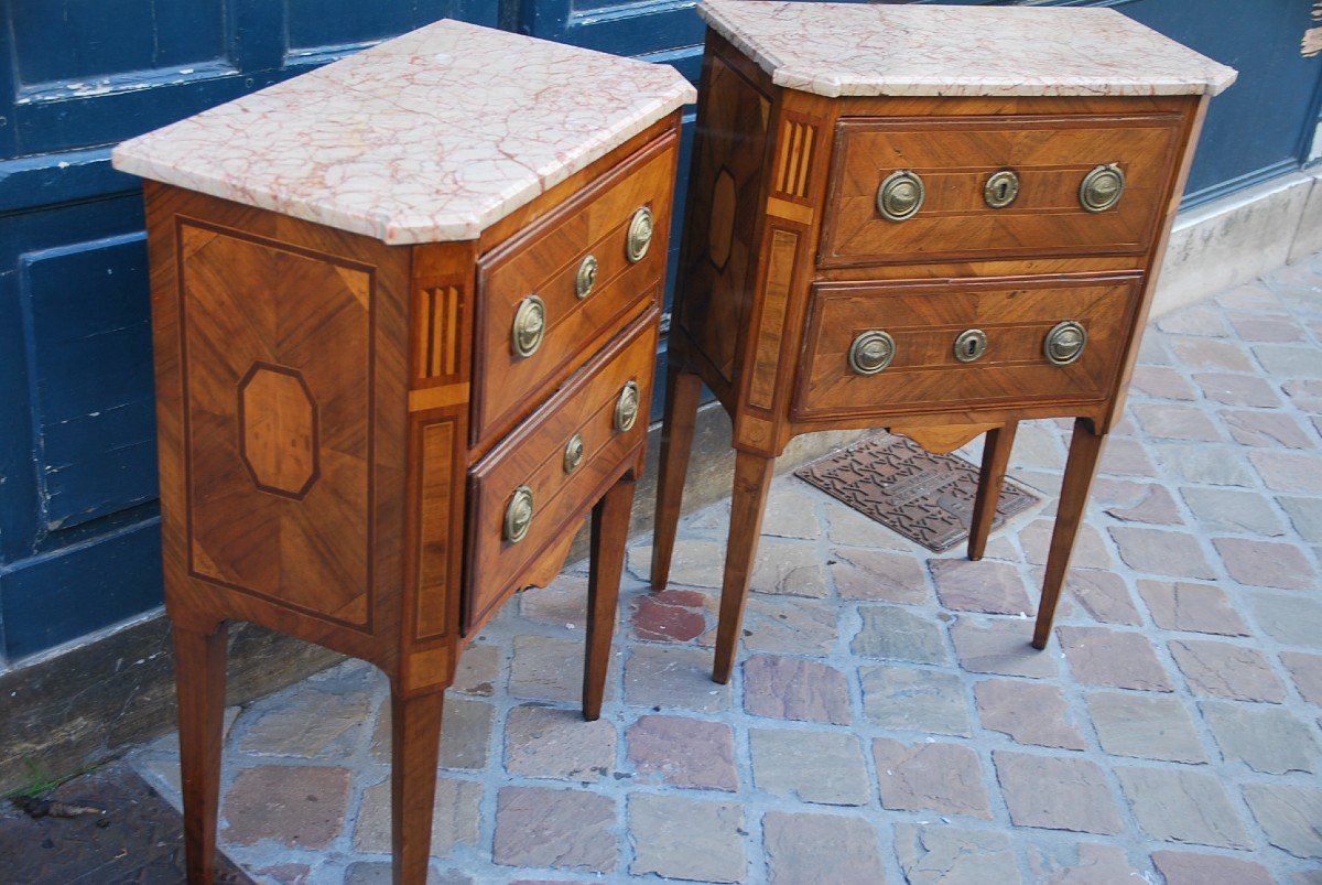 Pair Of Commodes D Louis XVI Period, Late XVIII-photo-6