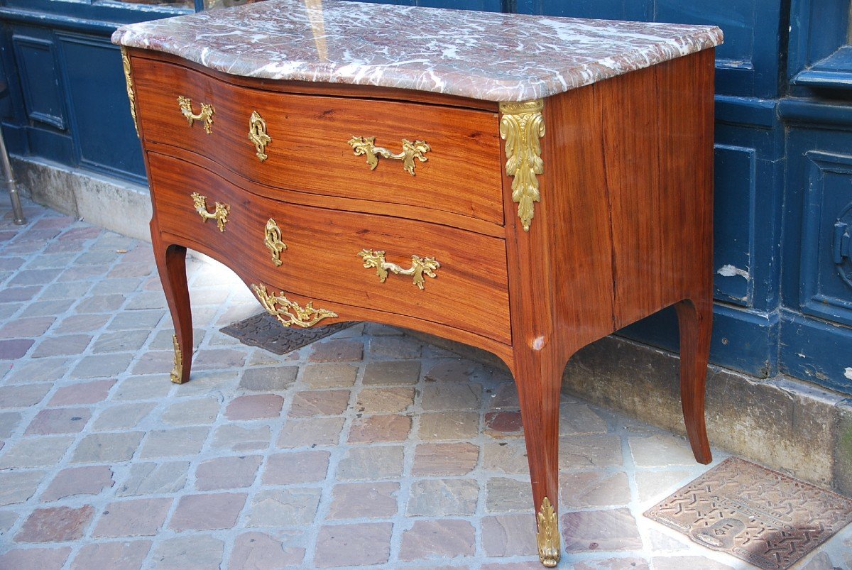 Elegant Satin Commode D Louis XV Period-photo-2