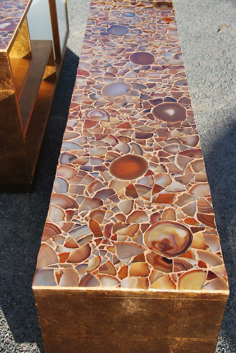 Pair Of Low Libraries, Agate Trays, Alberto Pinto-photo-6