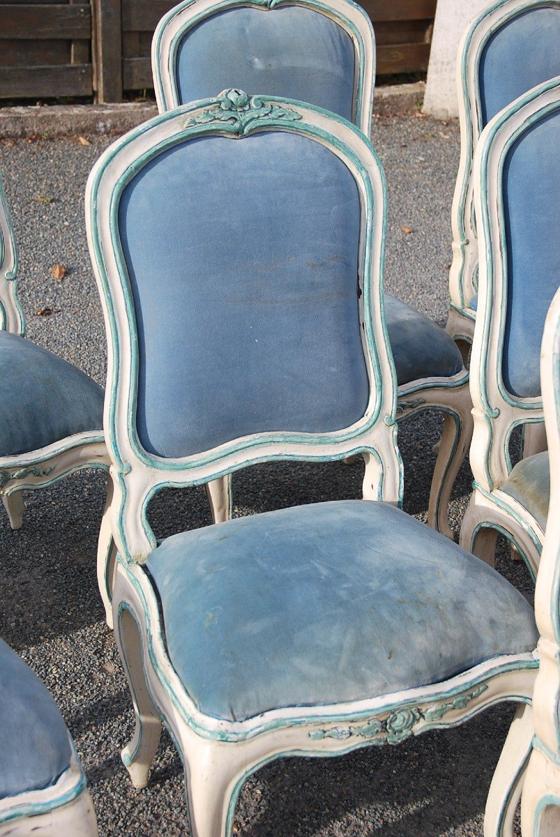 Rare Suite Of 12 Chassis Chairs D Louis XV Period, Italy-photo-2