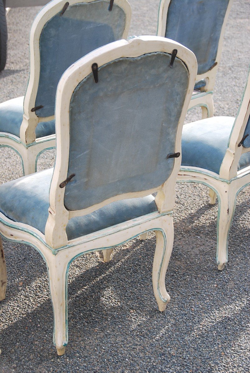 Rare Suite Of 12 Chassis Chairs D Louis XV Period, Italy-photo-4