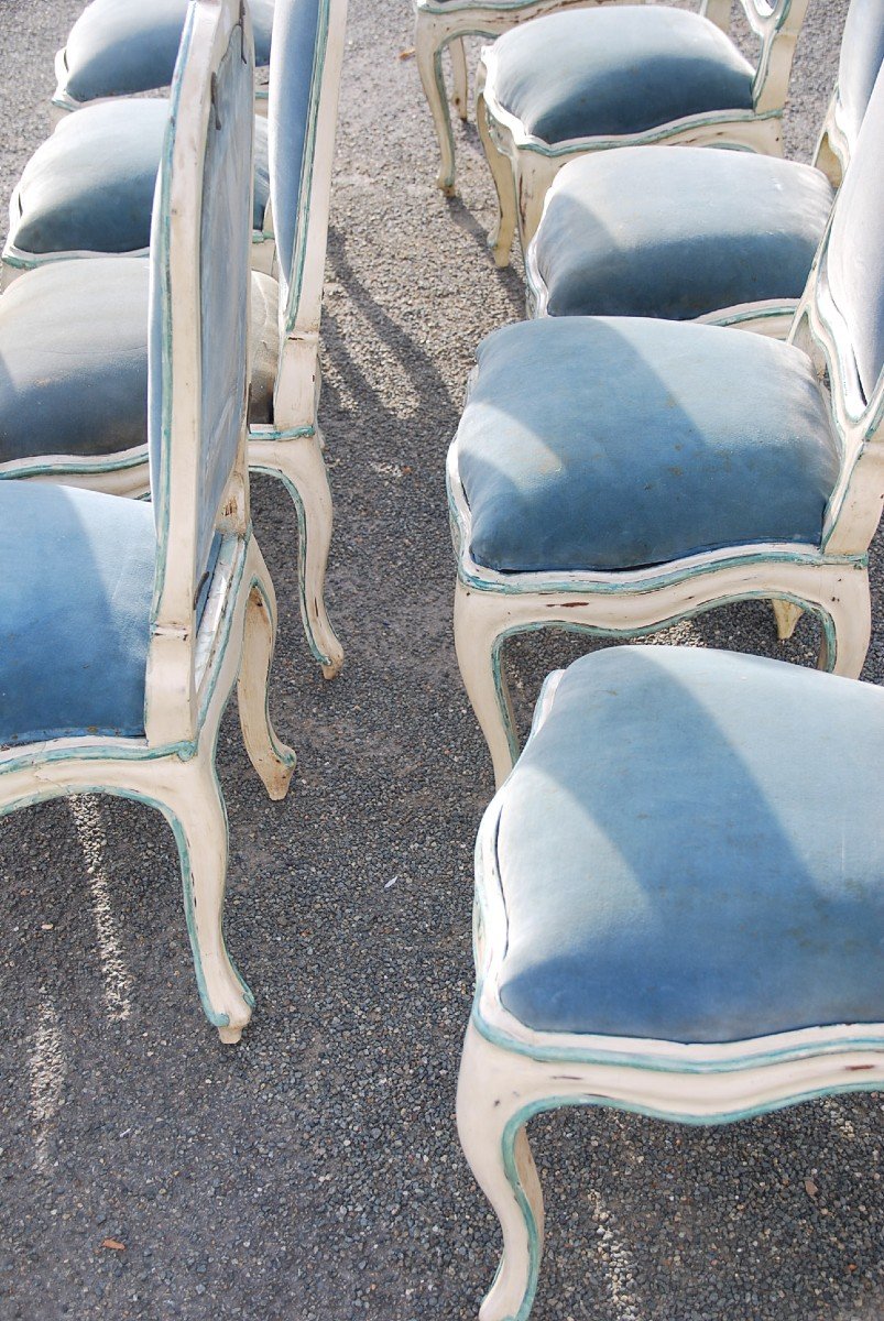 Rare Suite Of 12 Chassis Chairs D Louis XV Period, Italy-photo-6