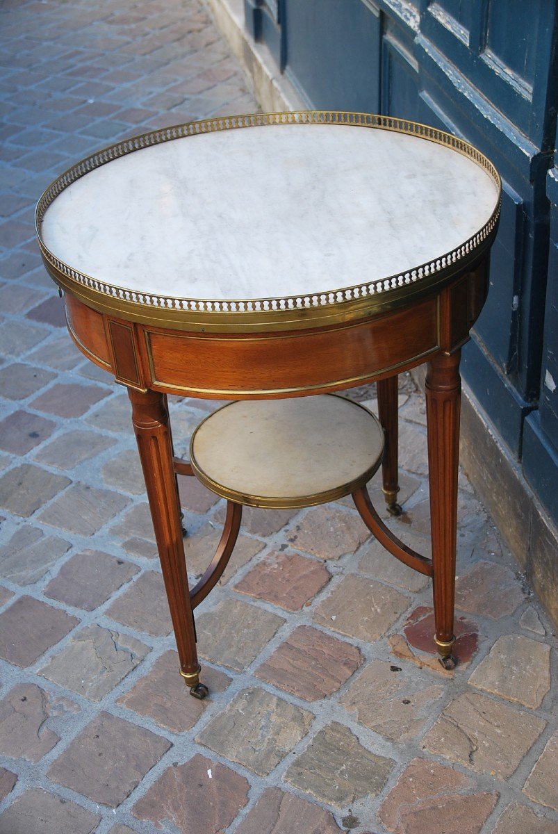 Elégante Table Bouillotte En Acajou D époque Louis XVI-photo-5