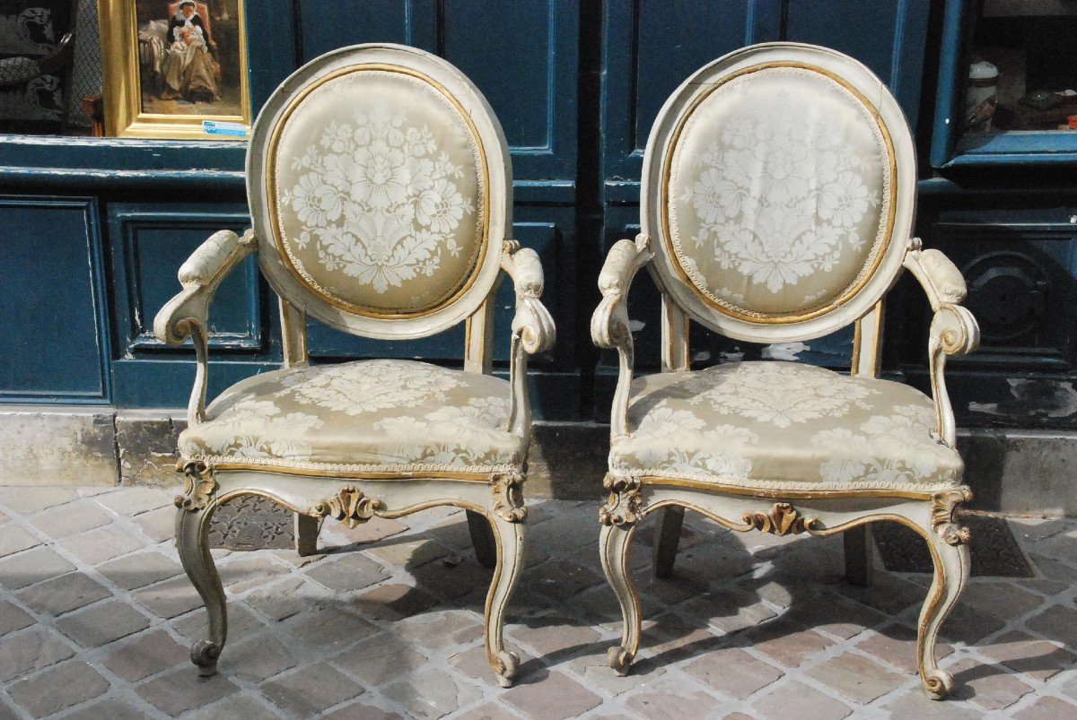 Pair Of Italian Armchairs Venice XVIII-photo-2