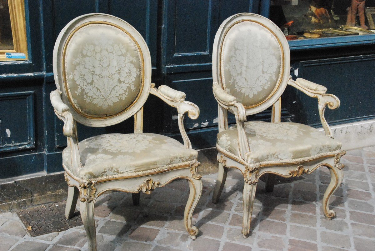 Pair Of Italian Armchairs Venice XVIII-photo-3