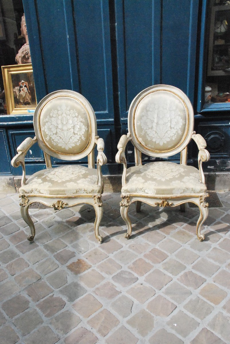 Pair Of Italian Armchairs Venice XVIII-photo-7