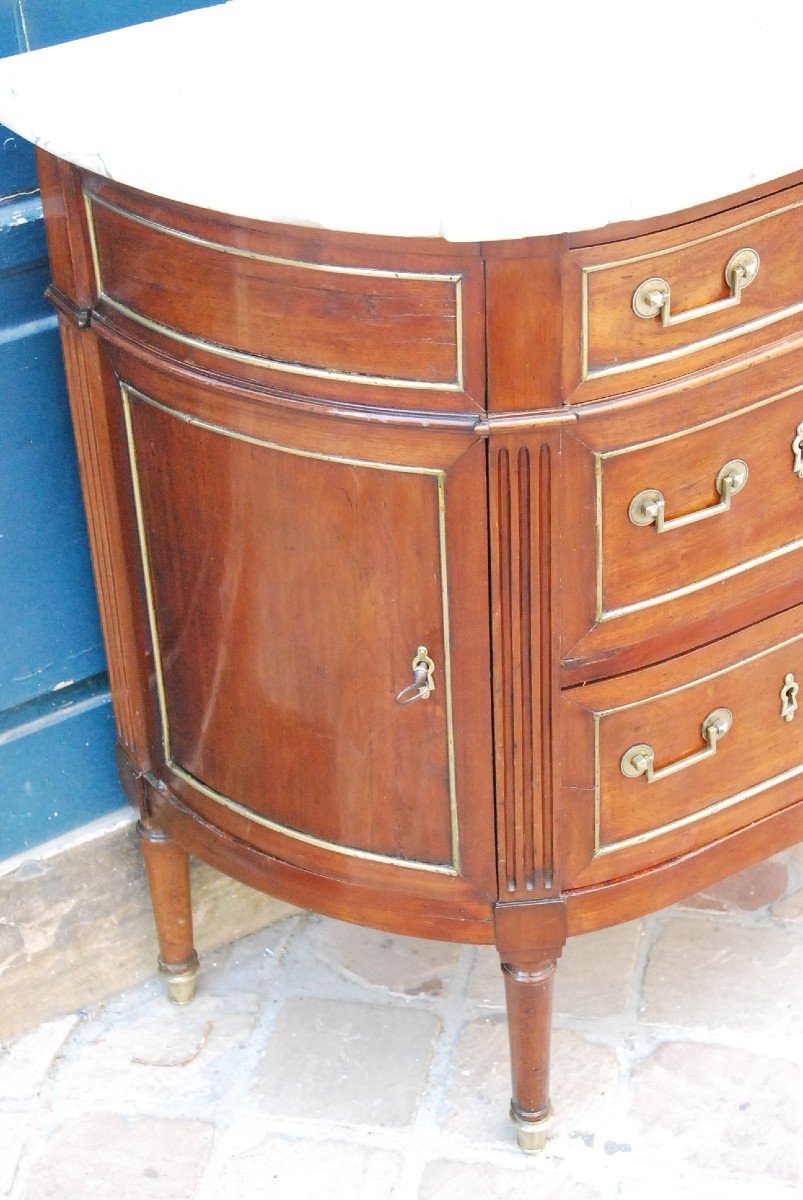 Small Mahogany Half Moon Commode D Directoire Period-photo-2