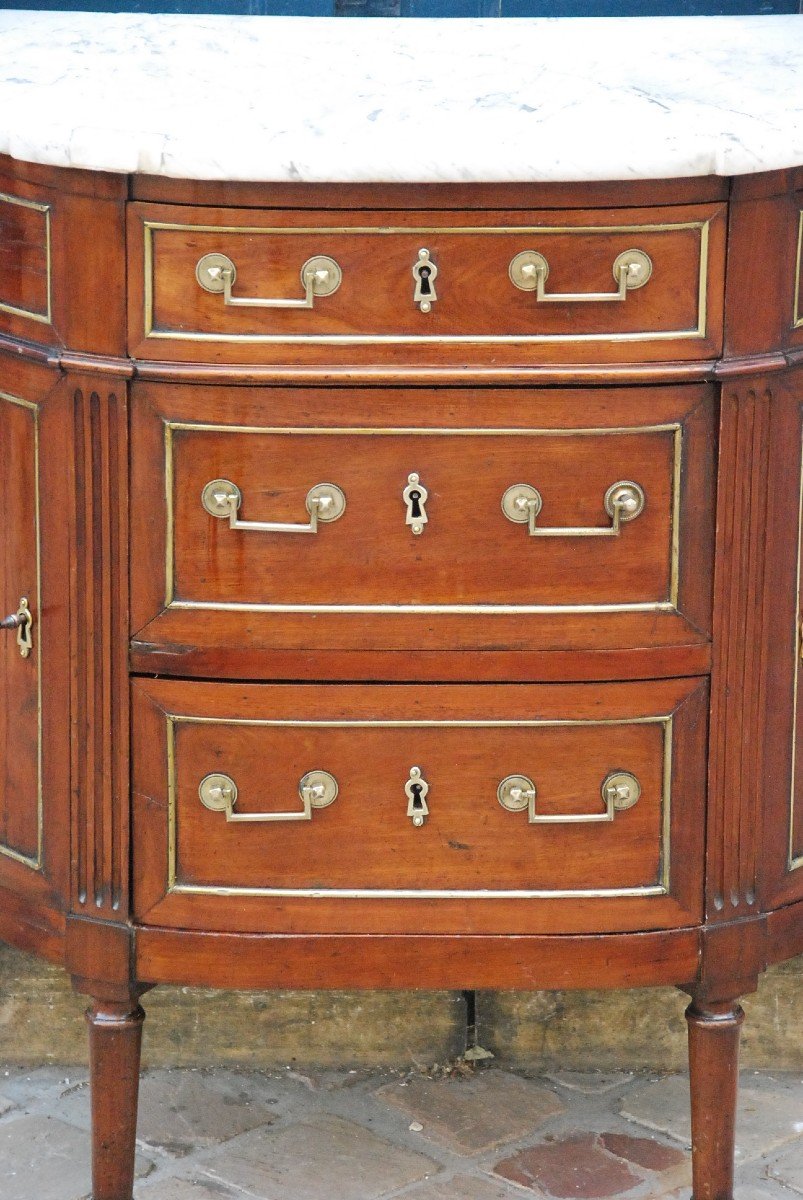 Small Mahogany Half Moon Commode D Directoire Period-photo-4