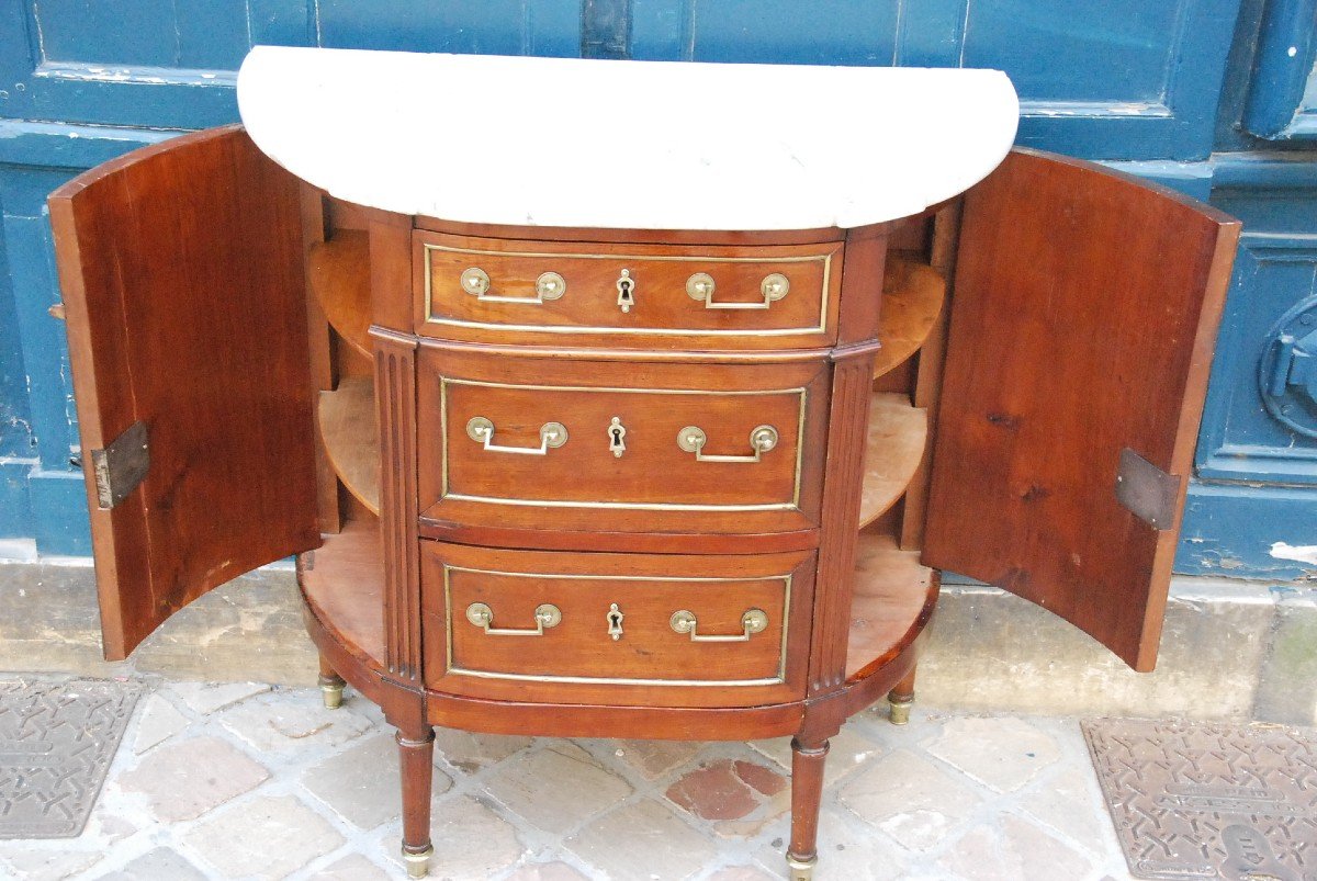 Small Mahogany Half Moon Commode D Directoire Period-photo-8