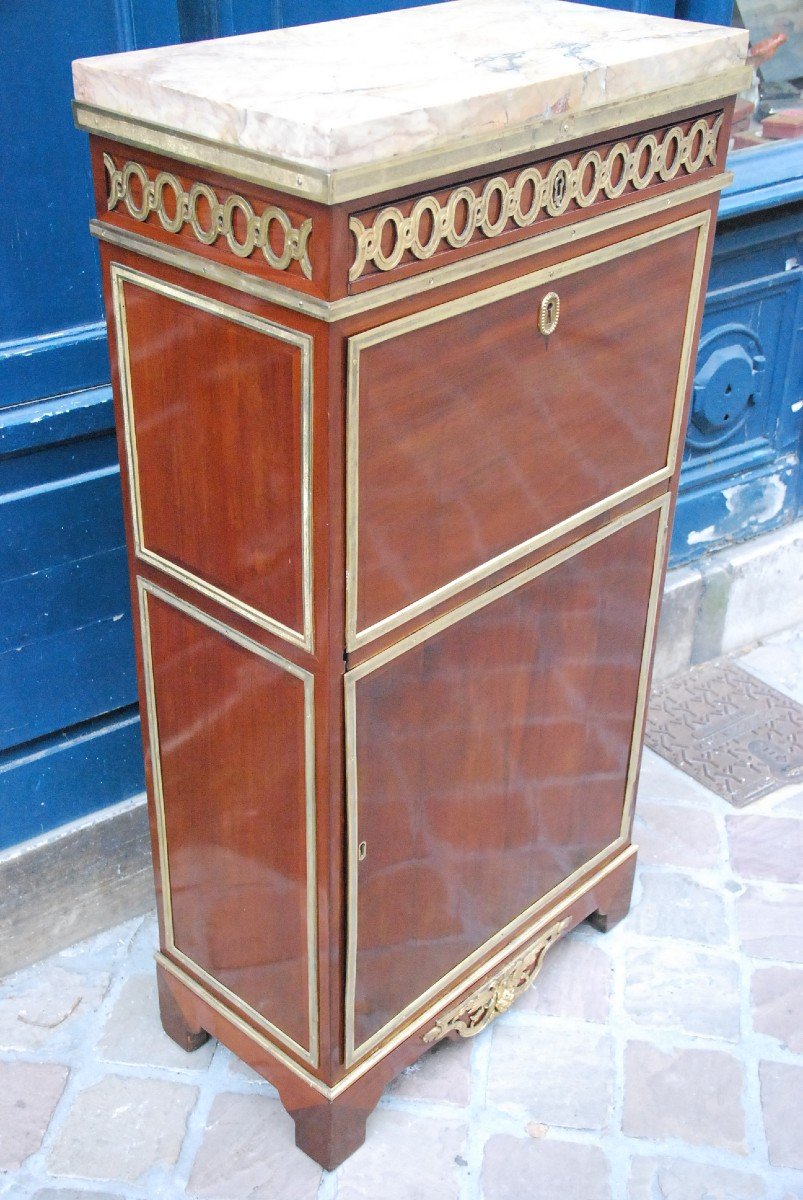 Rare Louis XVI Mahogany Secretaire Stamped By Martin Carlin-photo-3