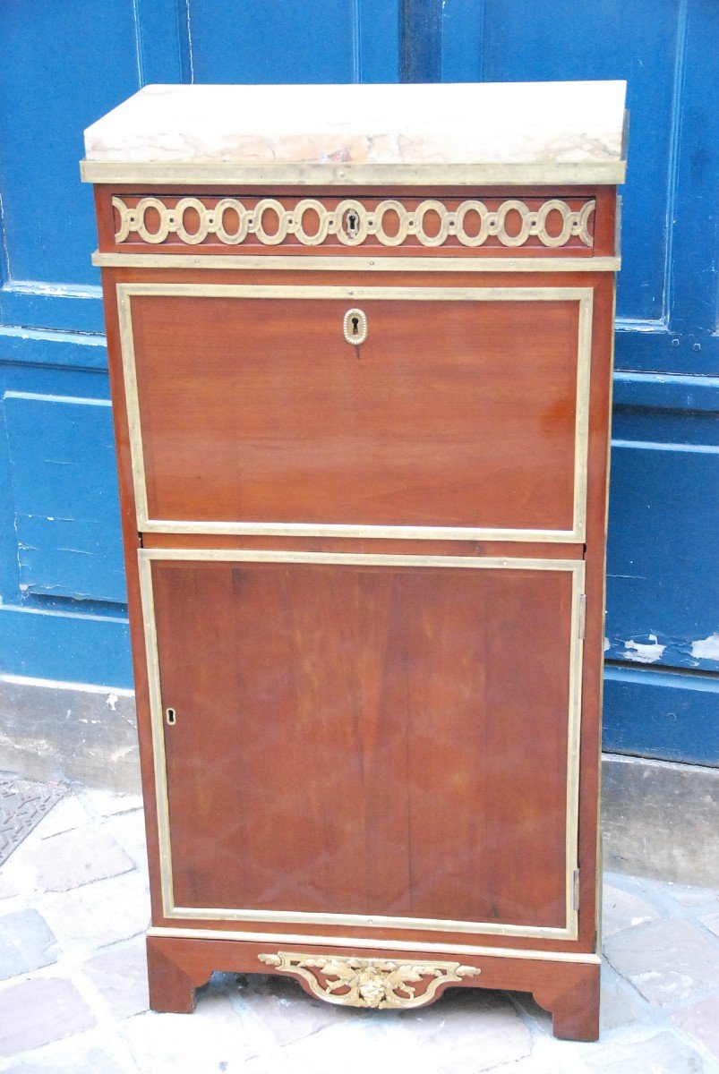 Rare Louis XVI Mahogany Secretaire Stamped By Martin Carlin-photo-4