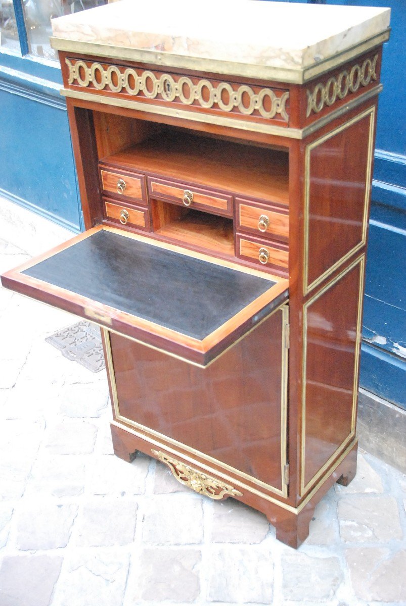 Rare Louis XVI Mahogany Secretaire Stamped By Martin Carlin-photo-4