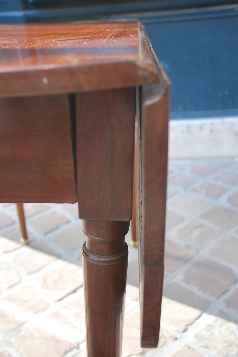 Solid Mahogany Table Stamped Guignard Louis XVI Period-photo-6