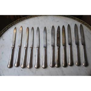 Suite Of 12 Silver Goldsmith Savary Knives