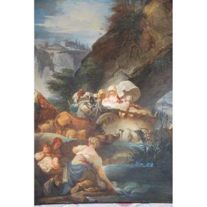 Fragonard, French School From The 18th Century Bucolic Scene