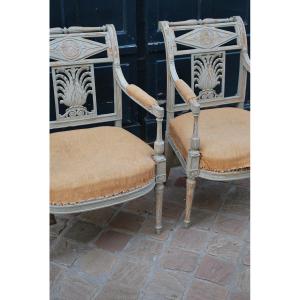 Pair Of Lacquered Armchairs From The Directoire Period 