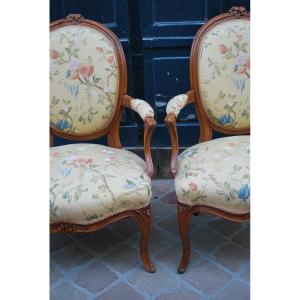 Pair Of Transition Period Armchairs From The 18th Century