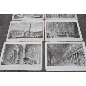  Panini Giovani Paolo, Suite Of 8 Palace Engravings Italy XVIII 