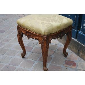 Tabouret  En Bois Naturel D époque Louis XV 