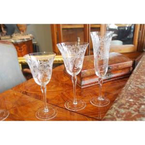 Murano From Genedese Vetri Part Of Services Of 36 Engraved Glasses