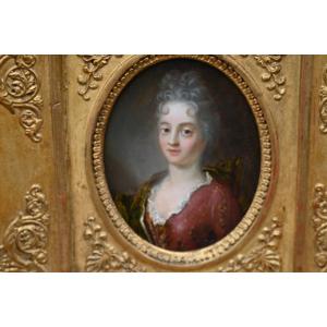 Miniature Su Cuivre XVIII Portrait De Jeanne Jobert  épouse De Pierre Chomel