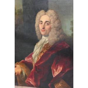 Henri Millot élève de Largillière  , Portrait D Un Gentilhomme Vers 1720