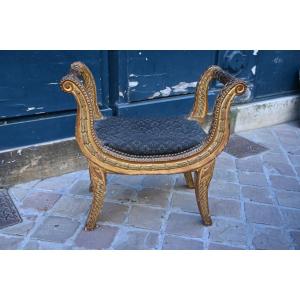 Curule Stool In Gilded Wood From The Directoire Period