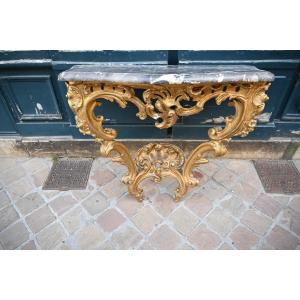 Louis XV Period Gilded Wood Wall Console From The 18th Century