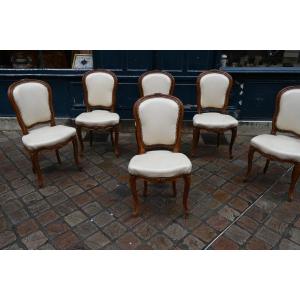 Set Of Six Louis XV Period Cabriolet Chairs From The 18th Century