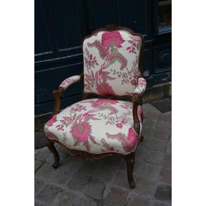 Beautiful Louis XV Period Flat-backed Armchair From Burgat