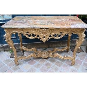 Table Console Bois Doré D époque Regence Du XVIII