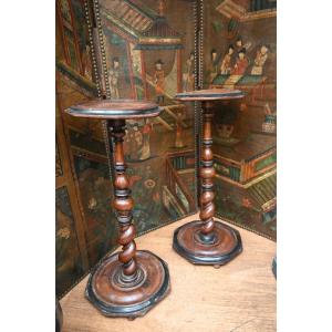 Pair Of Rare 17th Century Light Holder Gueridons