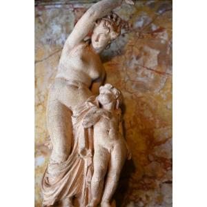 Original Terracotta From The 18th Century Venus And Cupid, 