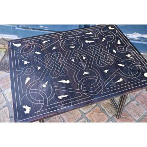 Coffee Table In Ebony And Ivory Veneer Spain Style XVII