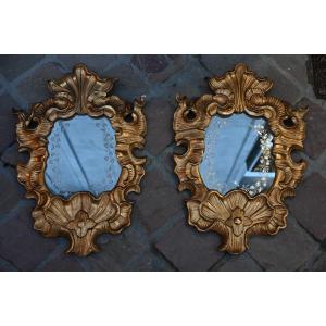 Pair Of Gilded Wood Mirrors XVIII Italy