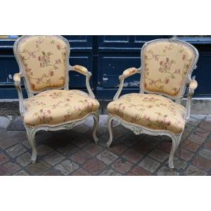 Tilliard , Paire De Fauteuils D époque Louis XV