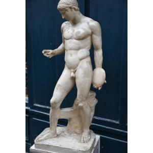 Patinated Plaster Sculpture Ephebe After Antiquity