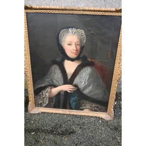 Portrait De Femme D époque Louis XV Signé De Descours