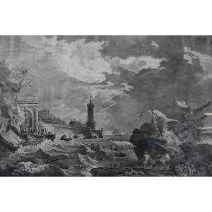 Lacroix De Marseille, Shipwreck Scene Drawing