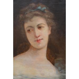 Portrait De Femme Vers 1900 , Huile 