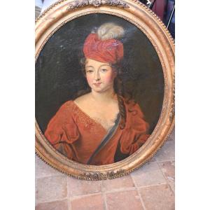 Portrait De Femme Suiveur De Rigaud  école XVIII