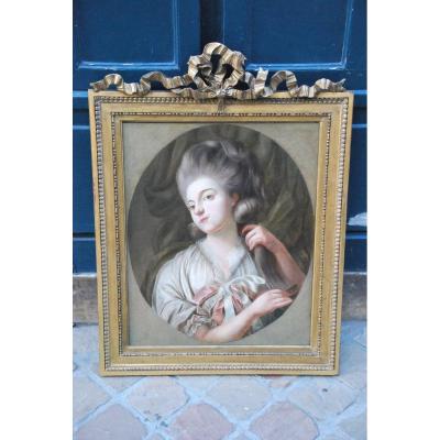 Huile Sur Toile Jeune Femme à Sa Toilette époque Louis XVI ; XVIII